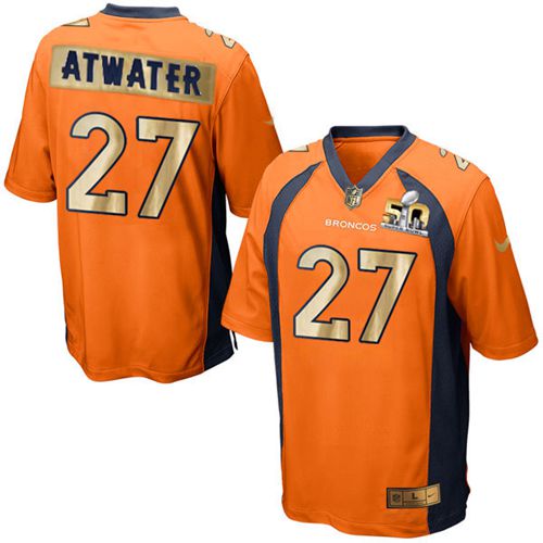 Nike Broncos #27 Steve Atwater Orange Team Color Men's Stitched NFL Game Super Bowl 50 Collection Jersey - Click Image to Close